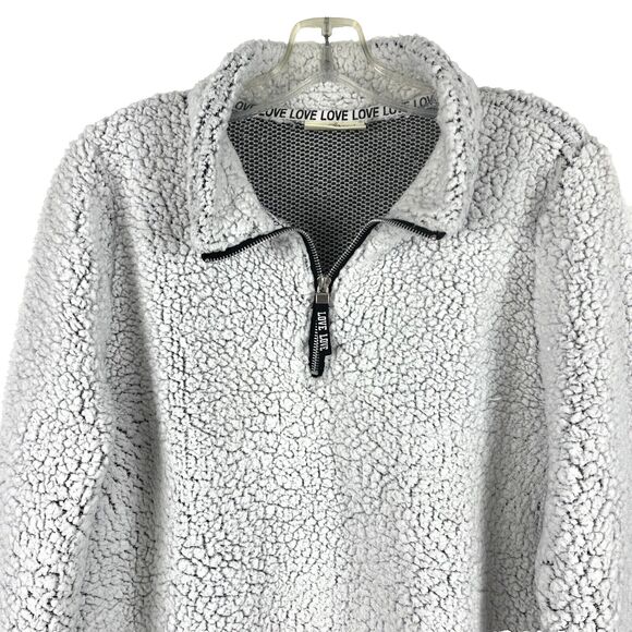 Bobbie Brooks Sherpa Fleece Pullover Zip Lightweight White Streetwear Womens LG - Picture 3 of 13